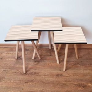 Set masute 3 piese, Leona, 3Shp358, MDF , Crem/Alb imagine