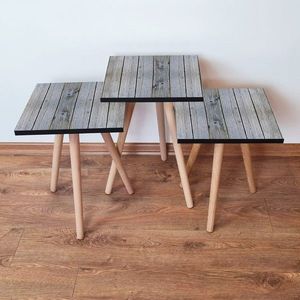 Set masute 3 piese, Leona, 3Shp363, MDF , Gri imagine