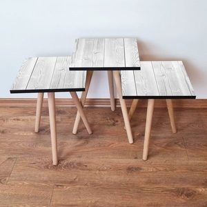 Set masute 3 piese, Leona, 3Shp364, MDF , Alb imagine