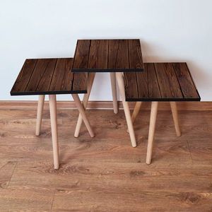 Set masute 3 piese, Leona, 3Shp365, MDF , Maro imagine