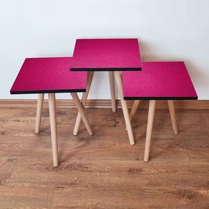 Set masute 3 piese, Leona, 3Shp366, MDF , Fucsia imagine