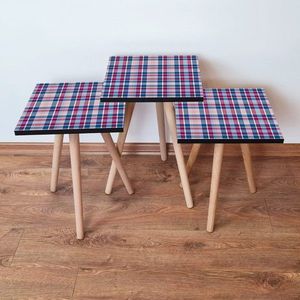 Set masute 3 piese, Leona, 3Shp368, MDF , Fuchsia / Albastru / Roz imagine