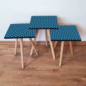 Set masute 3 piese, Leona, 3Shp370, MDF , Bleumarin/Alb imagine