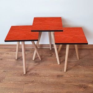 Set masute 3 piese, Leona, 3Shp371, MDF , Rosu imagine