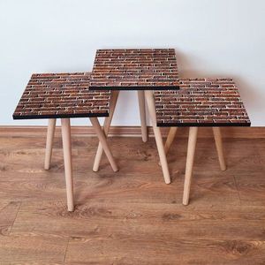 Set masute 3 piese, Leona, 3Shp372, MDF , Maro imagine