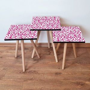 Set masute 3 piese, Leona, 3Shp378, MDF , Fucsia/Alb imagine
