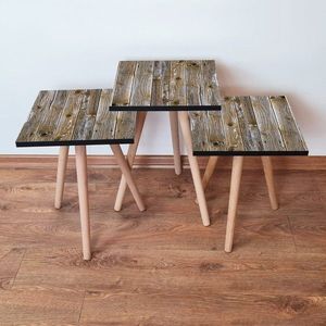 Set masute 3 piese, Leona, 3Shp381, MDF , Maro imagine