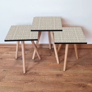 Set masute 3 piese, Leona, 3Shp388, MDF , Bej/Alb imagine