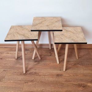Set masute 3 piese, Leona, 3Shp389, MDF , Bej imagine