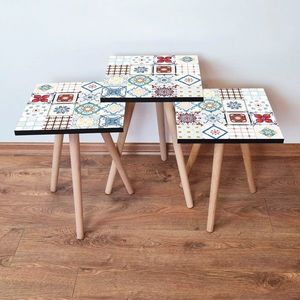 Set masute 3 piese, Leona, 3Shp398, MDF , Multicolor imagine