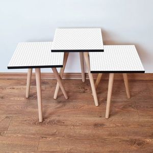 Set masute 3 piese, Leona, 3Shp399, MDF , Alb/Gri imagine