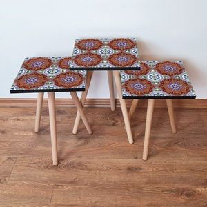 Set masute 3 piese, Leona, 3Shp51, MDF , Multicolor imagine