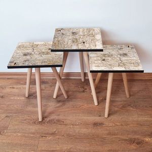 Set masute 3 piese, Leona, 3Shp67, MDF , Bej imagine