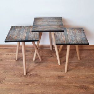 Set masute 3 piese, Leona, 3Shp69, MDF , Gri imagine