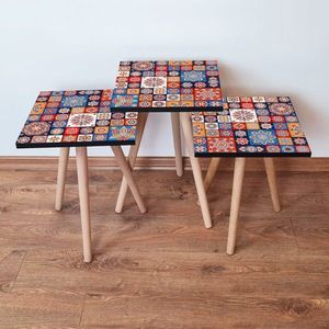 Set masute 3 piese, Leona, 3Shp7, MDF , Multicolor imagine