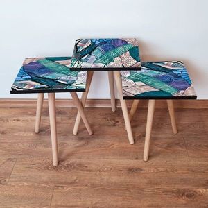 Set masute 3 piese, Leona, 3Shp80, MDF , Multicolor imagine