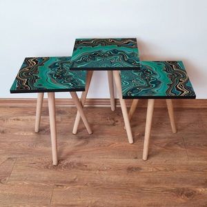 Set masute 3 piese, Leona, 3Shp87, MDF , Verde imagine