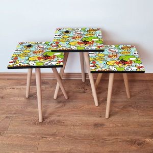 Set masute 3 piese, Leona, 3Shp9, MDF , Multicolor imagine