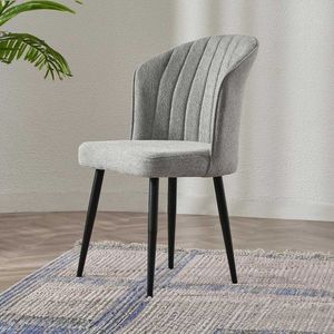 Set scaune 2 piese, Beckley, Rubi, MDF , Gri/Negru imagine