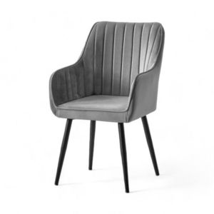 Set scaune 2 piese, Beckley, Nova, MDF , Gri/Negru imagine