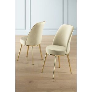Set scaune 4 piese, Charlotte, Pefa, Metal, Crem / Aur imagine