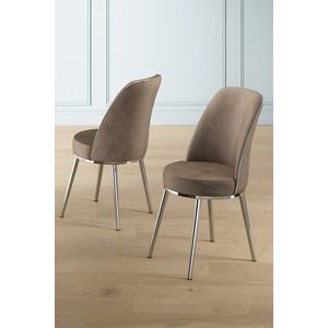 Set scaune 4 piese, Charlotte, Pefa, Metal, Cappuccino / Chrome imagine