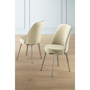 Set scaune 4 piese, Charlotte, Pefa, Metal, Crem / Crom imagine