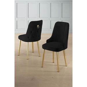 Set scaune 4 piese, Charlotte, Newa, Metal, Negru imagine