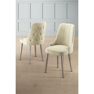 Set scaune 4 piese, Charlotte, Newa, Metal, Crem / Crom imagine