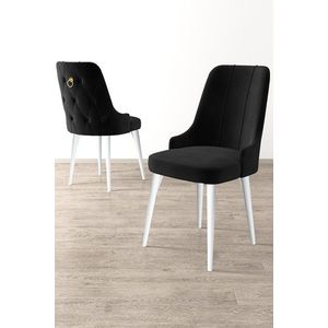 Set scaune 2 piese, Charlotte, Newa, Metal, Alb/Negru imagine