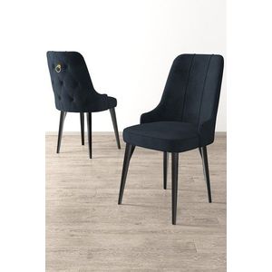 Set scaune 2 piese, Charlotte, Newa, Metal, Antracit / Negru imagine