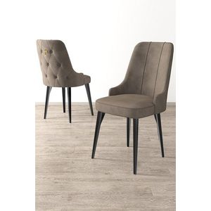 Set scaune 2 piese, Charlotte, Newa, Metal, Cappuccino / Negru imagine