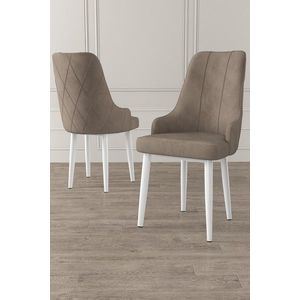 Set scaune 2 piese, Charlotte, Trex, Metal, Cappuccino / Alb imagine