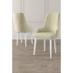 Set scaune 2 piese, Charlotte, Trex, Metal, Crem/Alb imagine