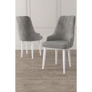 Set scaune 4 piese, Charlotte, Trex, Metal, Gri/Alb imagine