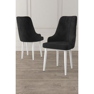 Set scaune 4 piese, Charlotte, Trex, Metal, Alb/Negru imagine