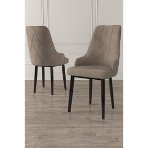 Set scaune 4 piese, Charlotte, Trex, Metal, Cappuccino / Negru imagine