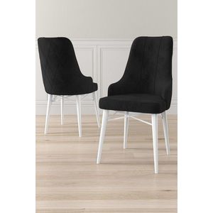 Set scaune 2 piese, Charlotte, Neta, Metal, Alb/Negru imagine