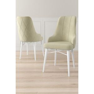 Set scaune 4 piese, Charlotte, Neta, Metal, Crem/Alb imagine