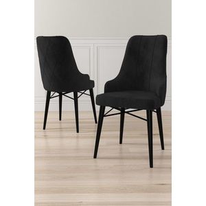 Set scaune 4 piese, Charlotte, Neta, Metal, Negru imagine