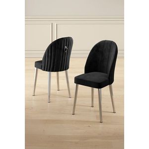 Set scaune 2 piese, Charlotte, Mara, Metal, Negru / Crom imagine