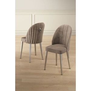 Set scaune 4 piese, Charlotte, Mara, Metal, Cappuccino / Chrome imagine