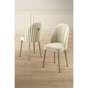 Set scaune 4 piese, Charlotte, Mara, Metal, Crem / Crom imagine
