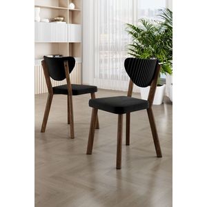 Set scaune 4 piese, Charlotte, Arfe, Metal, Negru/Maro imagine