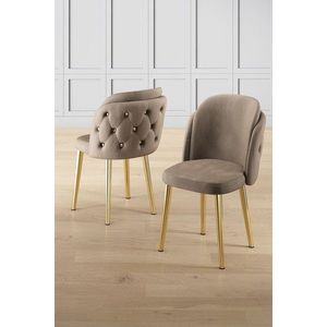 Set scaune 4 piese, Charlotte, Axle, Metal, Cappuccino / Aur imagine