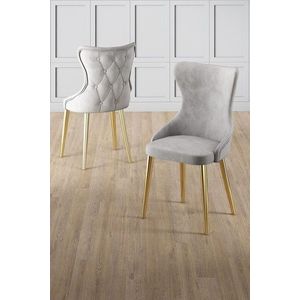 Set scaune 4 piese, Charlotte, Alpa, Metal, Gri / Auriu imagine