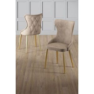 Set scaune 4 piese, Charlotte, Alpa, Metal, Cappuccino / Aur imagine