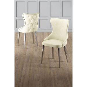 Set scaune 4 piese, Charlotte, Alpa, Metal, Crem / Crom imagine