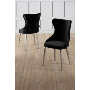 Set scaune 4 piese, Charlotte, Alpa, Metal, Negru / Crom imagine
