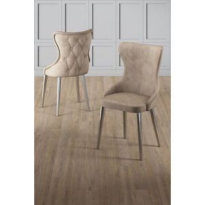 Set scaune 4 piese, Charlotte, Alpa, Metal, Cappuccino / Chrome imagine